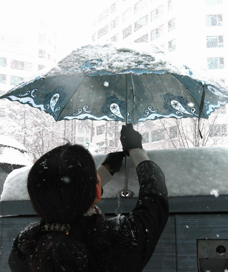 Heavy snow blankets Seoul