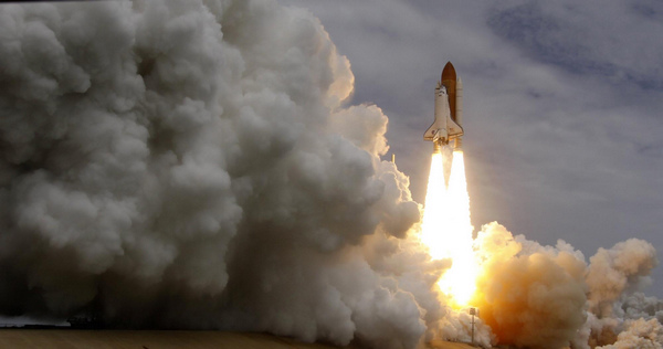 The space shuttle Atlantis STS-135 lifts off from launch pad 39A at the Kennedy Space Center in Cape Canaveral, Florida, July 8, 2011. NASA's last space shuttle blasts into history