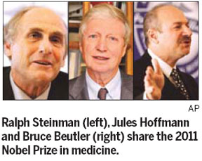 Three scientists who unlocked key elements of how the body's immune system works won the 2011 Nobel Prize in medicine on Monday. Immune system discoveries win 2011 medicine Nobel