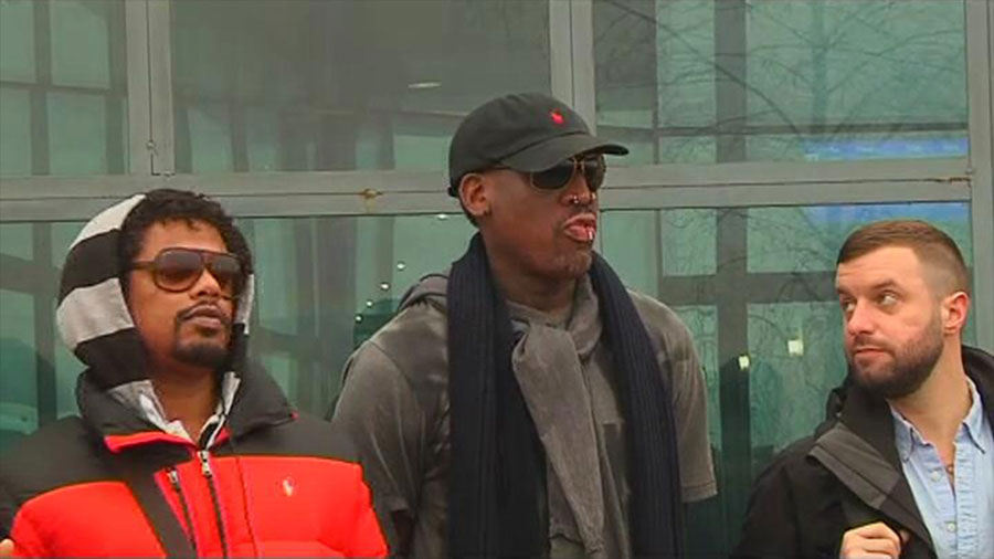US NBA basketball player Dennis Rodman NBA delegation lands in Pyongyang for visit