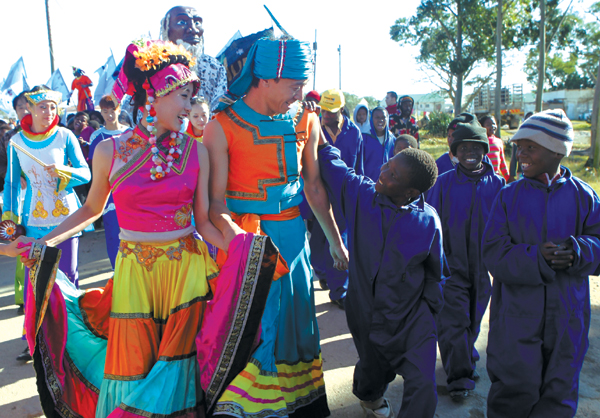 Performers from Tianjin take part in an arts festival in Grahamstown, South Africa, in July 2011. LIANG QUAN / XINHUA Exchanges among BRICS nations vital for communication