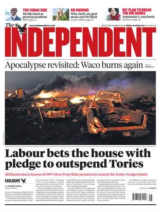 The front page of today's Independent in the UK sums it up Apocalypse Revisited: Waco Burns Again’ Live report: Boston & Texas plant blast