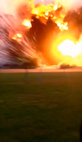 An explosion at the West Fertilizer Co plant in West, Texas, is pictured in this still image obtained from a April 17, 2013 amateur video obtained by NBC. Rescuers search for survivors of Texas blast
