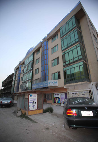 A view of the building is seen where three Chinese and an Afghan were killed Thursday by unknown armed people in Kabul, Afghanistan, on Aug 9, 2013. One missing Chinese found safe in Afghanistan