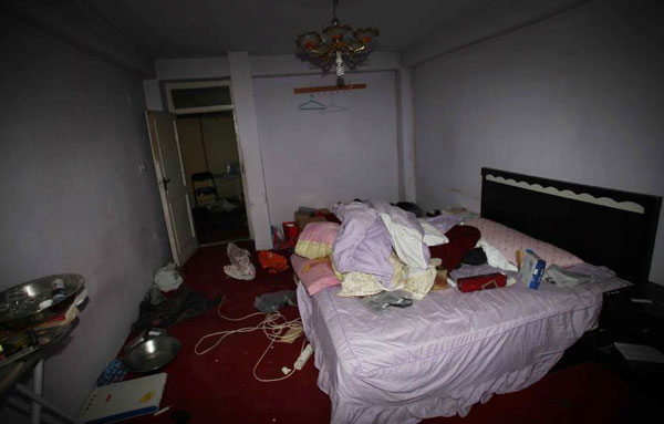 The room where three Chinese and an Afghan were killed Thursday by unknown armed people is seen in Kabul, Afghanistan, on Aug 9, 2013. One missing Chinese found safe in Afghanistan