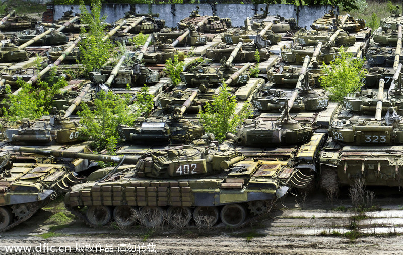 Abandoned tank graveyard in Ukraine
