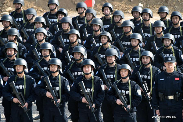 Riot police hone skills before heading for peacekeeping mission