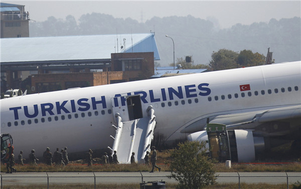 Turkish plane skids off runway at Nepali airport, passengers safe