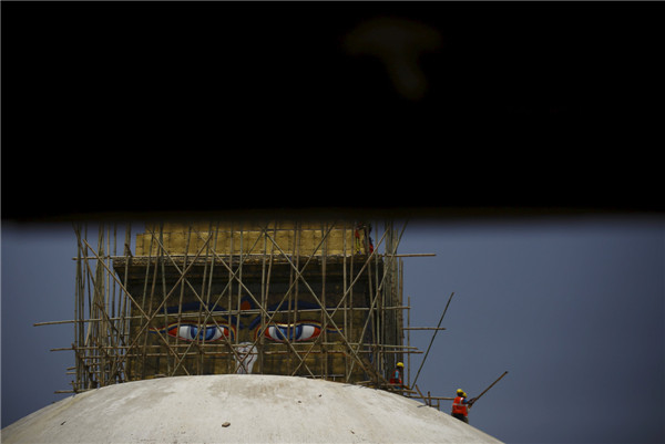 Restoration work begins in Nepal's Boudhanath Stupa
