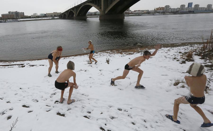 Winter swimming in Siberia