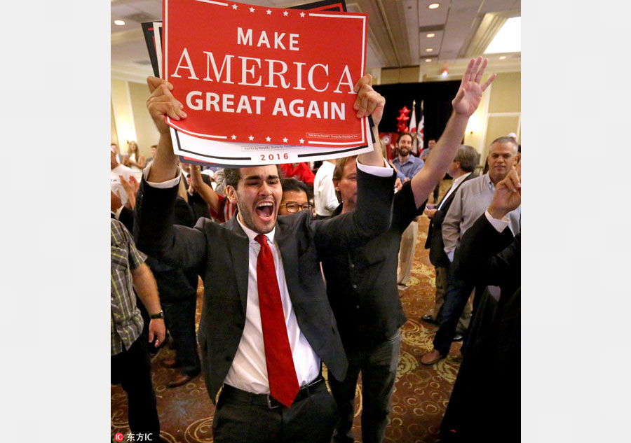 Trump trumps Hillary: Cheers, tears and shock