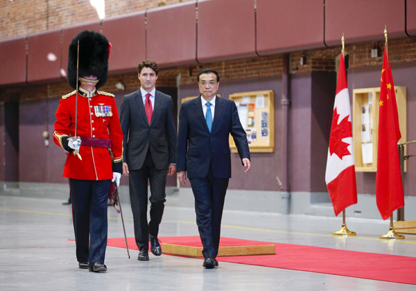 Canadian PM holds a welcoming ceremony for Premier Li