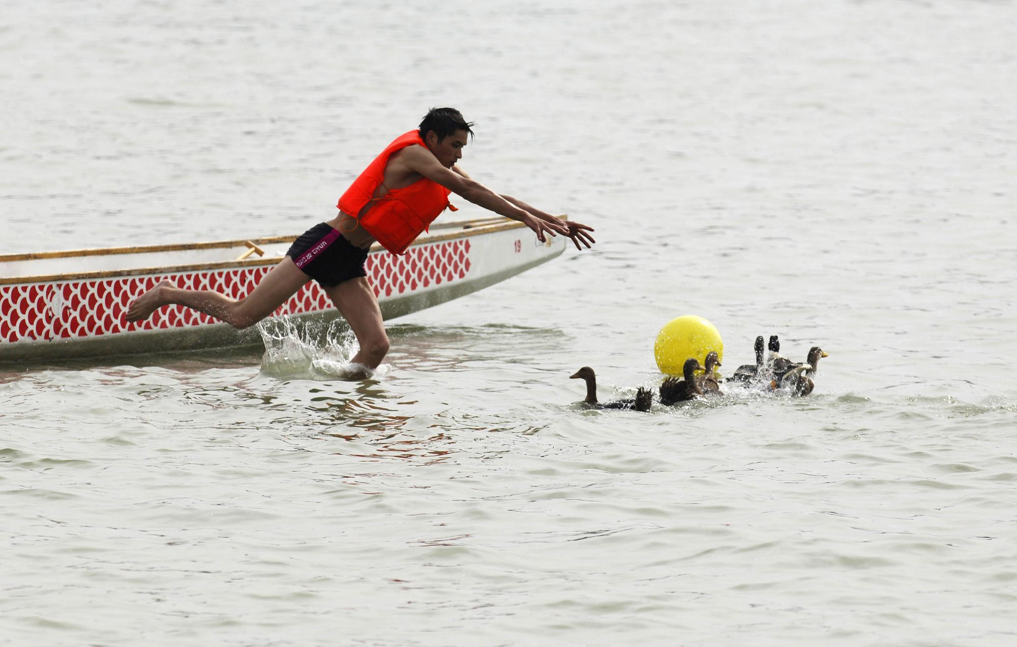 龍舟賽 搶鴨子助興“非遺節”