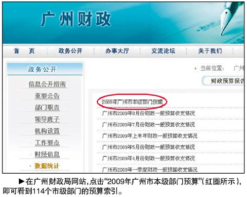 廣州網(wǎng)上公開(kāi)114個(gè)政府部門(mén)財(cái)政預(yù)算